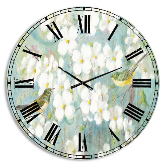 Designart Birds On Blossom Wall Clock